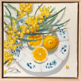 Wattle-lemons-blue-flowered-plate-33